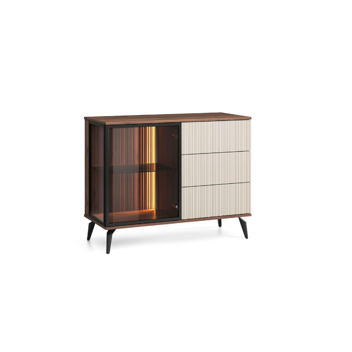Ensemble meuble TV VICI couleur Cachemire / Noyer Warmia
